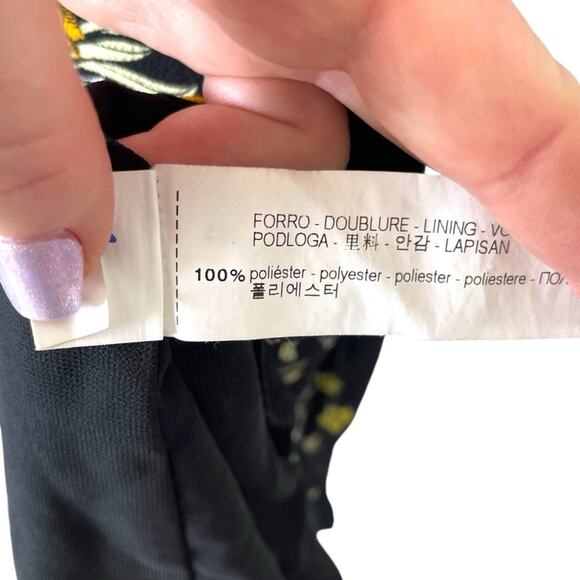Zara Floral Midi Dress | Black & Yellow | Small - Picture 5 of 6